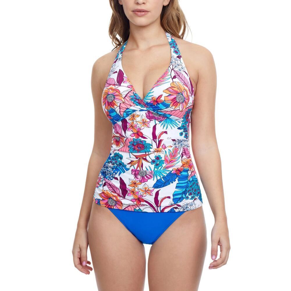 NWT Profile by Gottex Womens Bohemian Gypsy Floral Print Halter Swim Tankini Top